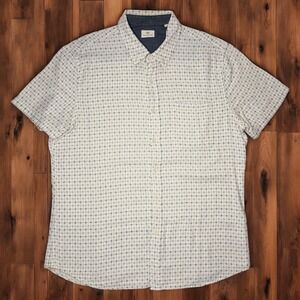 AG Adriano Goldschmied‎ Mens Large White Short Sleeve Button Up Shirt Modern Fit